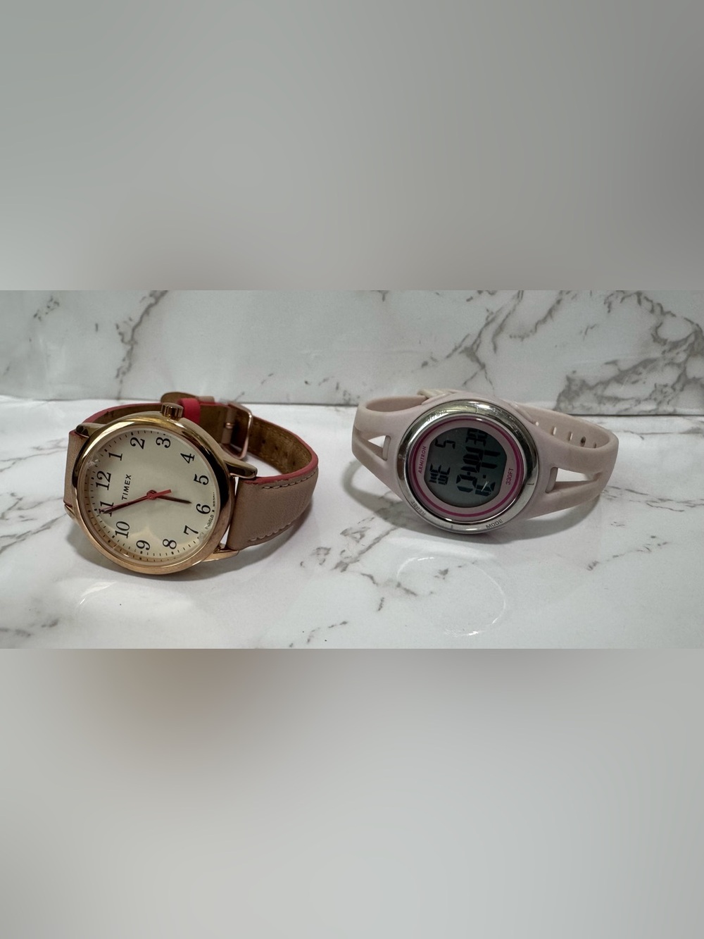 Lot of 2 Women’s Watches – Timex Analog Rose Gold & Armitron Digital Pink